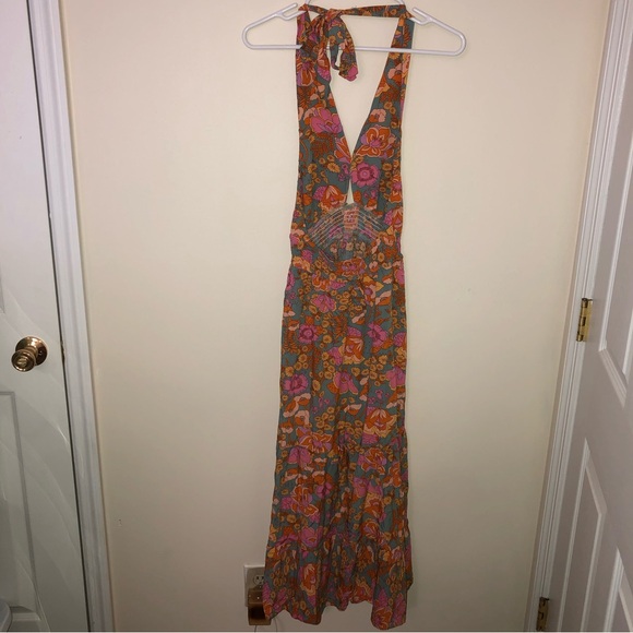 Retro Floral Halter Maxi Dress - Picture 4 of 4